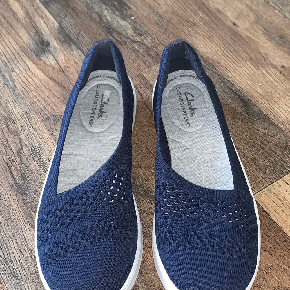 Clarks Cloudsteppers blue Adella moon slip on shoes size 7.5M - Picture 3 of 6